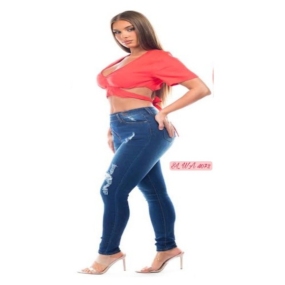 SL, SKINNY JEANS DARK BLUE STRETCH, SIZE 9 H2 WA 4072 DENIM, WAIST 30 IN - Picture 6 of 9